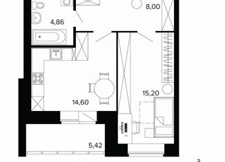 Продам 1-комнатную квартиру, 48.3 м2, Берёзовский, улица Победы, 5, ЖК Уют-Сити