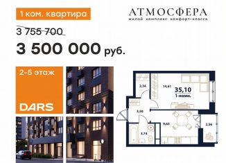 Продам 1-комнатную квартиру, 35.1 м2, Ульяновск, жилой комплекс Атмосфера, 5