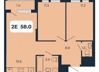 Двухкомнатная квартира на продажу, 58 м2, поселок Верхнетемерницкий, Орбитальная улица, 16К