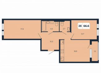 Продажа двухкомнатной квартиры, 66.6 м2, поселок Верхнетемерницкий, Орбитальная улица, 16К