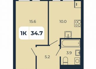 Продается однокомнатная квартира, 34.7 м2, поселок Верхнетемерницкий