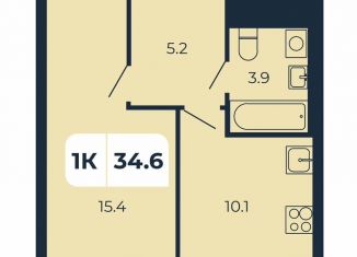 Однокомнатная квартира на продажу, 34.6 м2, поселок Верхнетемерницкий
