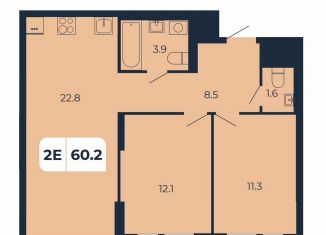 Продам 2-ком. квартиру, 60.2 м2, поселок Верхнетемерницкий