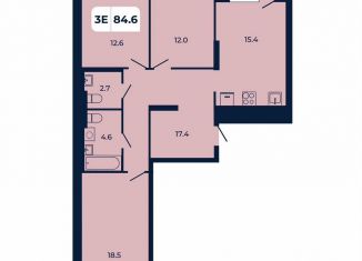 Продам 3-ком. квартиру, 84.6 м2, поселок Верхнетемерницкий