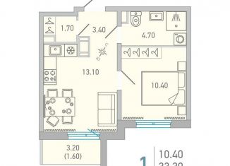 Продажа 1-комнатной квартиры, 34.9 м2, Сертолово, улица Ларина, 9