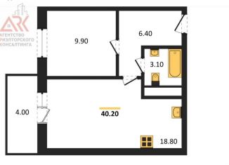1-комнатная квартира на продажу, 40.2 м2, село Мирное