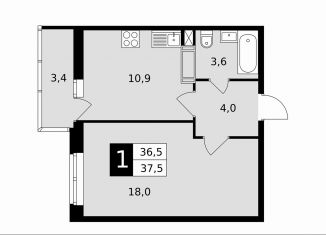 Продажа 1-ком. квартиры, 37.5 м2, Подольск, Садовая улица, 14