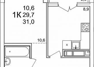 Продаю однокомнатную квартиру, 31 м2, деревня Анкудиновка, ЖК КМ Анкудиновский Парк