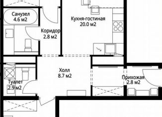 Продаю двухкомнатную квартиру, 66.1 м2, деревня Сапроново, микрорайон Купелинка, 7, ЖК Эко Видное 2.0