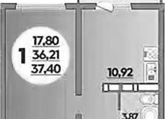1-комнатная квартира на продажу, 37.4 м2, Ростов-на-Дону, ЖК Платовский, улица Тимофеева, 9