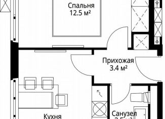 Продаю 1-ком. квартиру, 31.5 м2, деревня Сапроново, микрорайон Купелинка, 7, ЖК Эко Видное 2.0