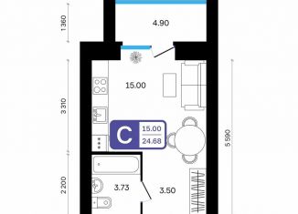 Продается квартира студия, 24.7 м2, Белебей