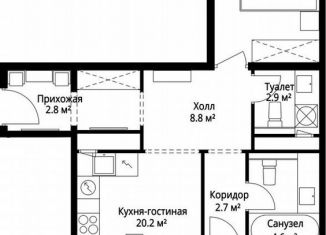 Продажа 2-ком. квартиры, 66.2 м2, деревня Сапроново, микрорайон Купелинка, 7, ЖК Эко Видное 2.0