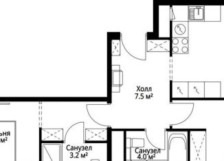 Продажа двухкомнатной квартиры, 58.4 м2, деревня Сапроново, микрорайон Купелинка, 7, ЖК Эко Видное 2.0