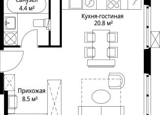 Продается квартира студия, 33.7 м2, деревня Сапроново, микрорайон Купелинка, 7, ЖК Эко Видное 2.0