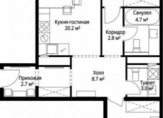 Продаю 2-комнатную квартиру, 66.3 м2, деревня Сапроново, микрорайон Купелинка, 7, ЖК Эко Видное 2.0