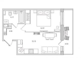 Однокомнатная квартира на продажу, 43.1 м2, посёлок Парголово, Михайловская дорога, 6