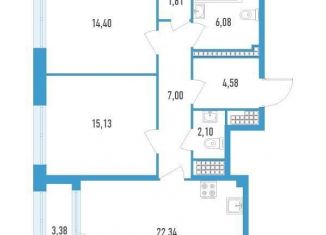 Продаю 2-ком. квартиру, 88.7 м2, Санкт-Петербург, улица Типанова, 22, улица Типанова