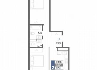 2-комнатная квартира на продажу, 57.6 м2, Крым