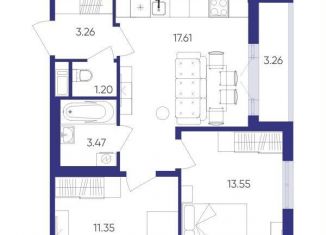 Продам 2-ком. квартиру, 50.4 м2, посёлок Шушары