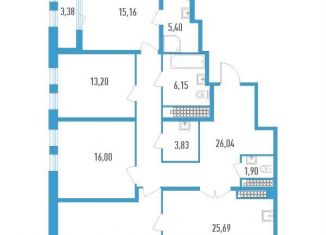 Продается 4-ком. квартира, 139.1 м2, Санкт-Петербург, улица Типанова, 22, улица Типанова