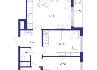 Продается 2-ком. квартира, 56.3 м2, посёлок Шушары