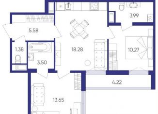 Продается 2-комнатная квартира, 56.7 м2, посёлок Шушары