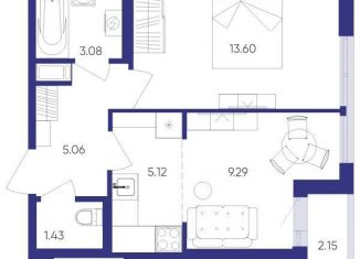 2-комнатная квартира на продажу, 37.6 м2, посёлок Шушары