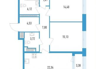 Продам двухкомнатную квартиру, 78.4 м2, Санкт-Петербург, улица Типанова, 22, улица Типанова