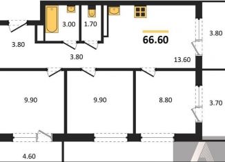 3-комнатная квартира на продажу, 66.6 м2, Обь