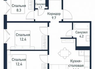 Продаю 3-комнатную квартиру, 64.7 м2, посёлок Западный