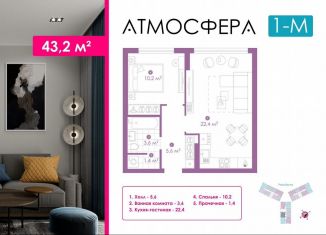 Продажа 1-ком. квартиры, 43.2 м2, Астрахань, улица Бехтерева, 12/4, ЖК Атмосфера