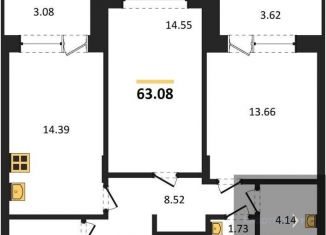 2-комнатная квартира на продажу, 63.1 м2, Воронеж, Электросигнальная улица, 9Ак1