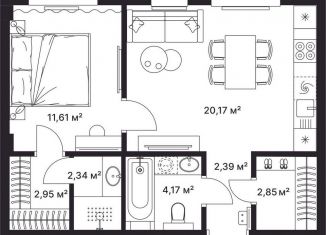 Продается однокомнатная квартира, 46.1 м2, Киржач, улица Свердлова, 10А