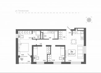 Продаю 3-ком. квартиру, 82.2 м2, деревня Дударева, улица Сергея Джанбровского, 25