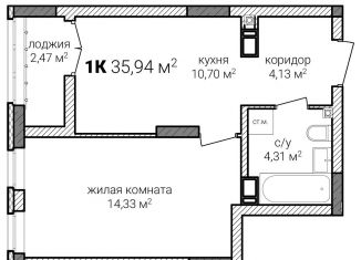 Продажа однокомнатной квартиры, 35.9 м2, Нижний Новгород, метро Горьковская