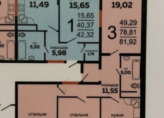 3-комнатная квартира на продажу, 81.9 м2, Новороссийск, улица Хворостянского, 25, ЖК Кутузовский