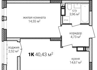 1-комнатная квартира на продажу, 40.4 м2, Нижний Новгород, метро Горьковская