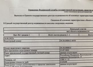 Участок на продажу, 6 сот., Камышин, улица Металлургов, 13