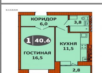 1-ком. квартира на продажу, 40.6 м2, Калужская область, Советская улица, 182к2