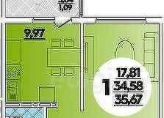 1-комнатная квартира на продажу, 35.7 м2, Краснодар, микрорайон Молодёжный, 3-я Целиноградская улица