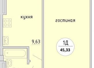 Продаю 1-комнатную квартиру, 45.3 м2, Новосибирск, Тульская улица, 80, ЖК Тульский
