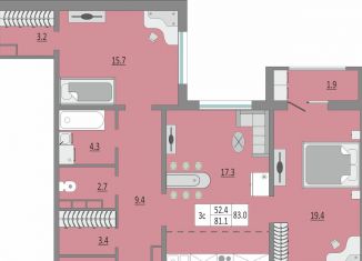 Продажа 3-комнатной квартиры, 82.6 м2, Оренбург, жилой комплекс Геометрия, лит2, ЖК Геометрия