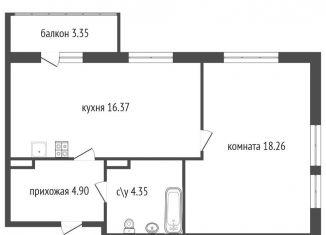 Продаю однокомнатную квартиру, 44.9 м2, Пушкин, ЖК Инкери, Камероновская улица, 5к2