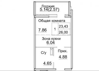 Продаю квартиру студию, 26 м2, Новосибирская область, 3-й микрорайон, 12А