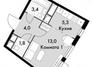 Продается квартира студия, 27.5 м2, посёлок Развилка, ЖК Римский