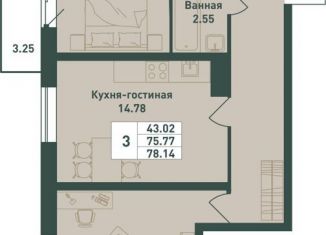 3-комнатная квартира на продажу, 78.1 м2, городской посёлок имени Свердлова