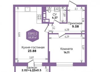 Продается 1-комнатная квартира, 53.4 м2, Краснодар, Константиновская улица, 5лит6