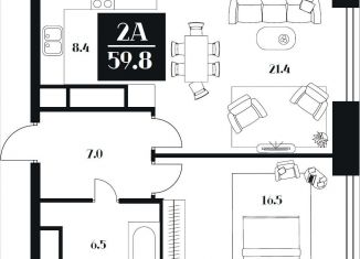 2-ком. квартира на продажу, 59.8 м2, Москва, улица Серпуховский Вал, 1, улица Серпуховский Вал