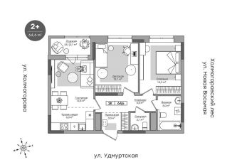 Продажа 2-комнатной квартиры, 62.6 м2, Ижевск, Октябрьский район